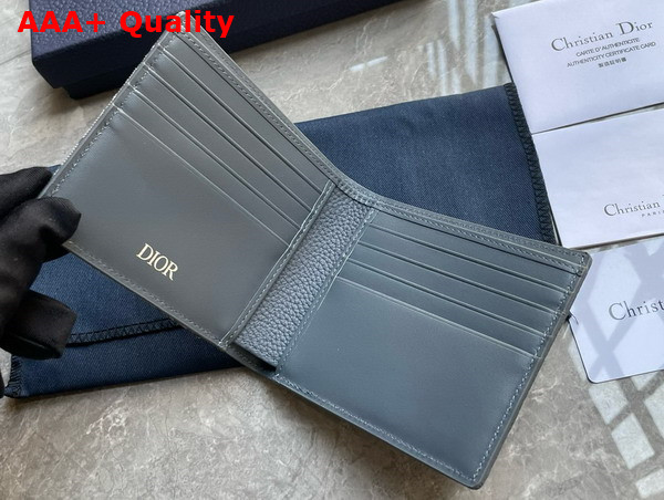 Dior Saddle Bifold Wallet Blue Grained Calfskin Marquetry and Blue Dior Oblique Jacquard Replica