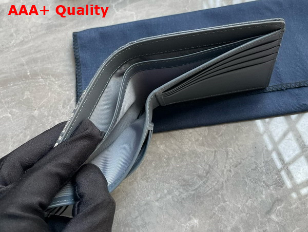Dior Saddle Bifold Wallet Blue Grained Calfskin Marquetry and Blue Dior Oblique Jacquard Replica