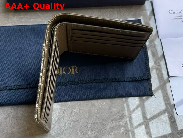 Dior Saddle Bifold Wallet Khaki Grained Calfskin Marquetry and Khaki Dior Oblique Jacquard Replica