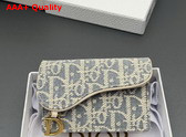 Dior Saddle Bloom Card Holder in Blue Denim Dior Oblique Jacquard Replica