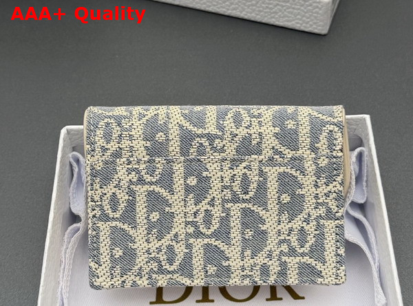 Dior Saddle Bloom Card Holder in Blue Denim Dior Oblique Jacquard Replica