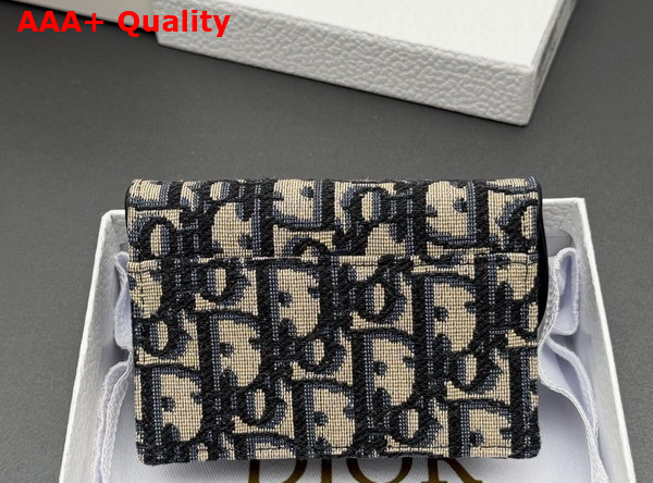 Dior Saddle Bloom Card Holder in Blue Dior Oblique Jacquard Replica