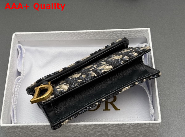 Dior Saddle Bloom Card Holder in Blue Dior Oblique Jacquard Replica