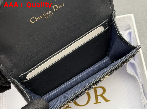 Dior Saddle Bloom Card Holder in Blue Dior Oblique Jacquard Replica