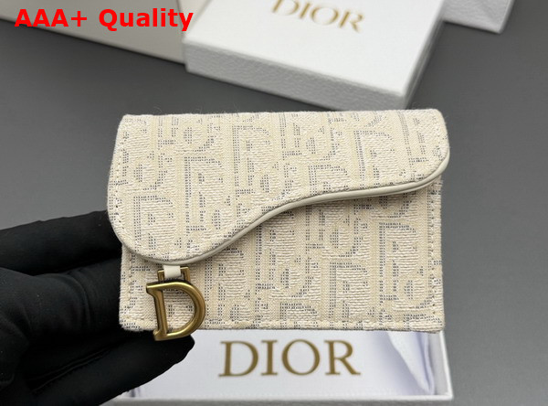 Dior Saddle Bloom Card Holder in Gold Tone Dior Oblique Jacquard Replica