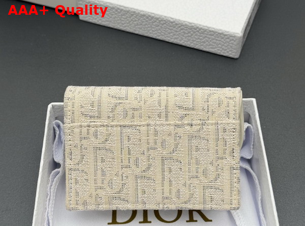 Dior Saddle Bloom Card Holder in Gold Tone Dior Oblique Jacquard Replica