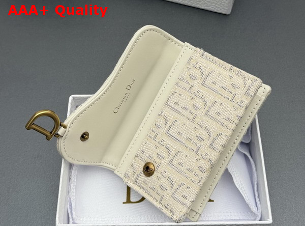 Dior Saddle Bloom Card Holder in Gold Tone Dior Oblique Jacquard Replica