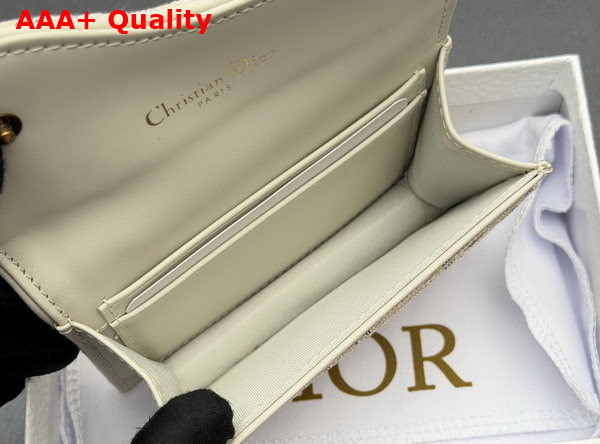 Dior Saddle Bloom Card Holder in Gold Tone Dior Oblique Jacquard Replica