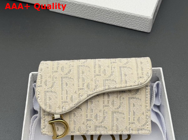 Dior Saddle Bloom Card Holder in Gold Tone Dior Oblique Jacquard Replica