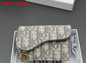 Dior Saddle Bloom Card Holder in Gray Dior Oblique Jacquard Replica