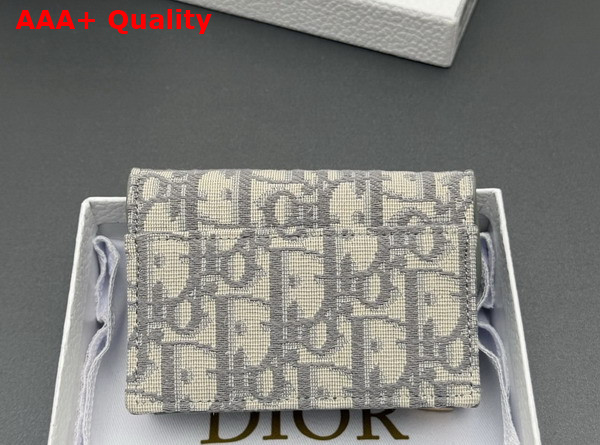 Dior Saddle Bloom Card Holder in Gray Dior Oblique Jacquard Replica