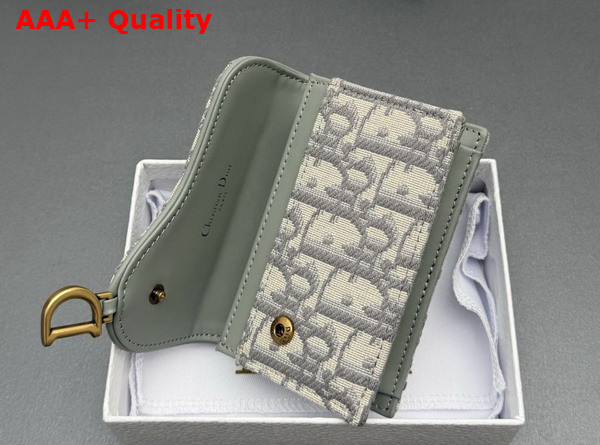 Dior Saddle Bloom Card Holder in Gray Dior Oblique Jacquard Replica