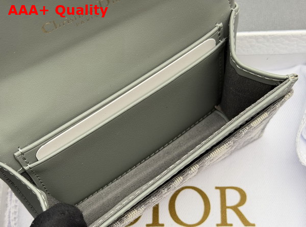 Dior Saddle Bloom Card Holder in Gray Dior Oblique Jacquard Replica