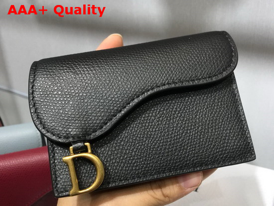 Dior Saddle Calfskin Card Holder in Black Replica