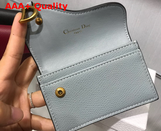Dior Saddle Calfskin Card Holder in Light Blue Replica