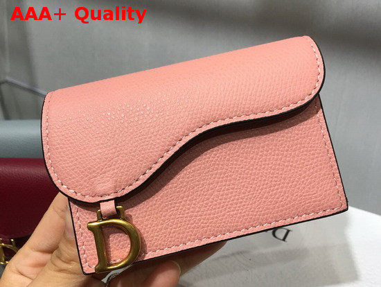 Dior Saddle Calfskin Card Holder in Pink Replica