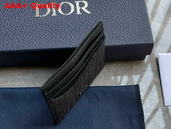 Dior Saddle Card Holder Black Grained Calfskin Marquetry and Black Dior Oblique Jacquard Replica