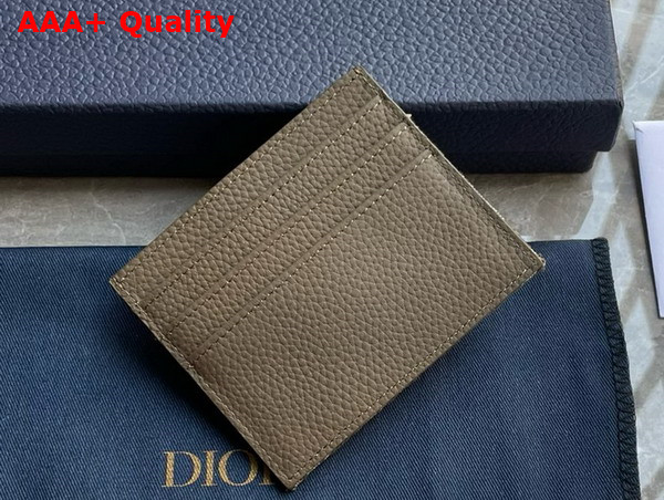 Dior Saddle Card Holder Khaki Grained Calfskin Marquetry and Khaki Dior Oblique Jacquard Replica