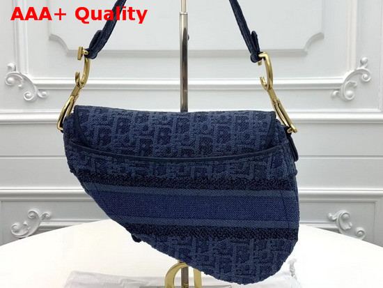 Dior Saddle Denim Canvas Bag Denim Blue Dior Oblique Embroidered Canvas Replica
