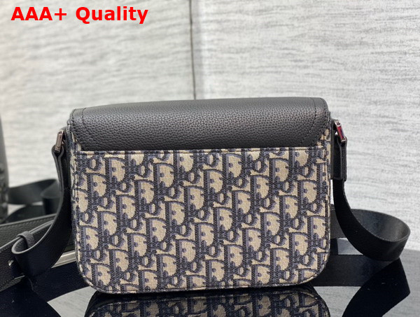 Dior Saddle Messenger Bag Beige and Black Dior Oblique Jacquard and Black Grained Calfskin Replica