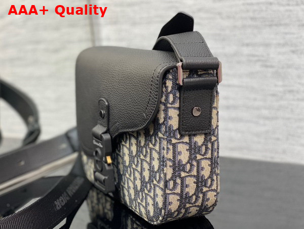 Dior Saddle Messenger Bag Beige and Black Dior Oblique Jacquard and Black Grained Calfskin Replica