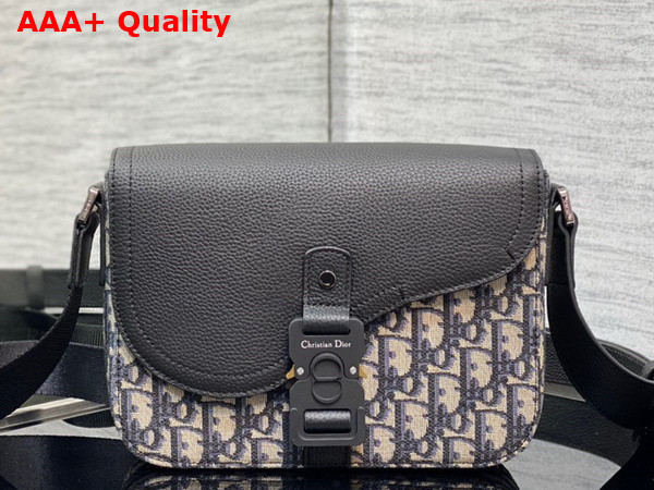 Dior Saddle Messenger Bag Beige and Black Dior Oblique Jacquard and Black Grained Calfskin Replica