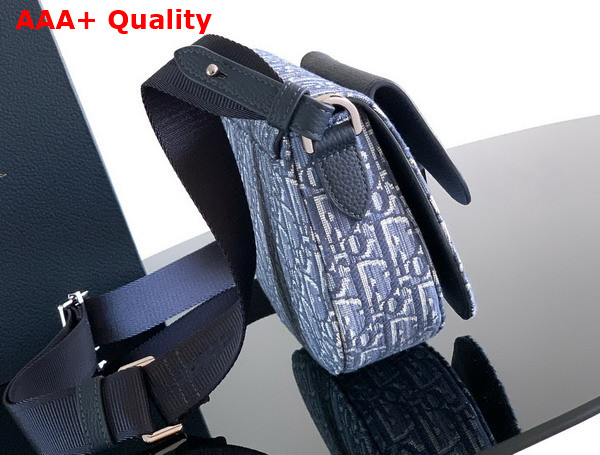 Dior Saddle Messenger Bag in Blue Dior Oblique Jacquard and Blue Grained Calfskin Replica