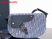 Dior Saddle Messenger Bag in Blue Dior Oblique Jacquard and Blue Grained Calfskin Replica