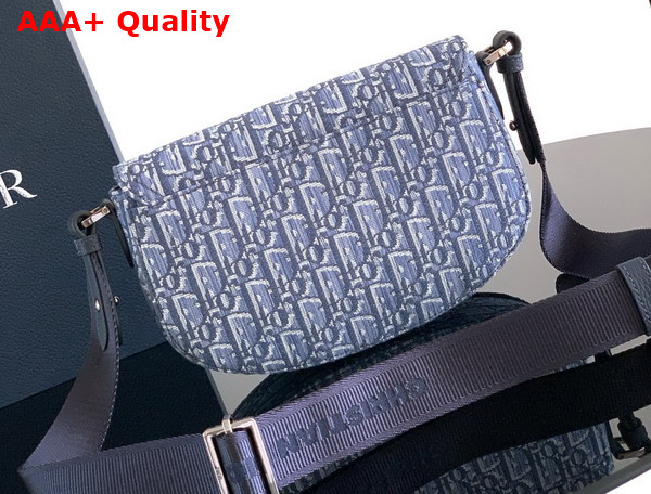 Dior Saddle Messenger Bag in Blue Dior Oblique Jacquard and Blue Grained Calfskin Replica