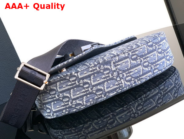 Dior Saddle Messenger Bag in Blue Dior Oblique Jacquard and Blue Grained Calfskin Replica