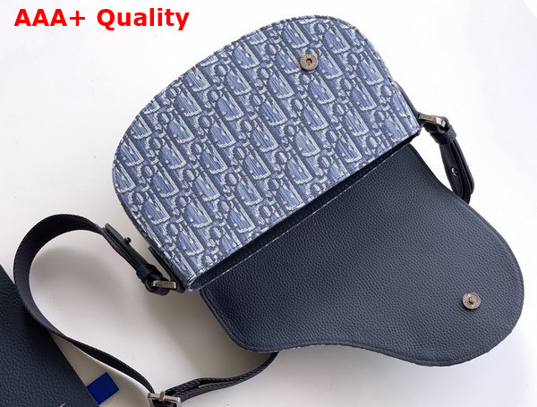 Dior Saddle Messenger Bag in Blue Dior Oblique Jacquard and Blue Grained Calfskin Replica