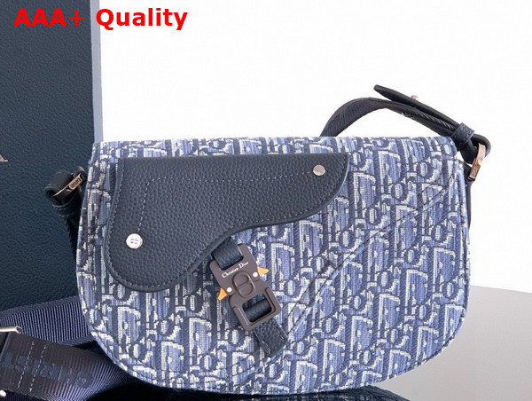 Dior Saddle Messenger Bag in Blue Dior Oblique Jacquard and Blue Grained Calfskin Replica