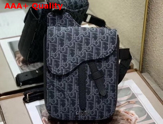 Dior Saddle Pouch Black Dior Oblique Jacquard Replica