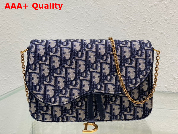 Dior Saddle Pouch Blue Dior Oblique Jacquard Replica