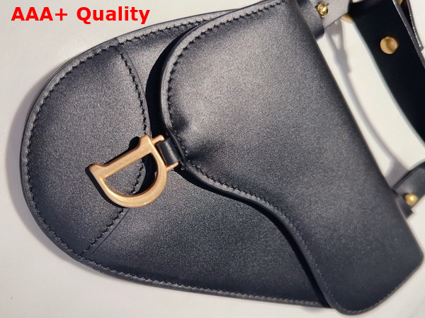 Dior Saddle Removable Pouch Belt Black Ultrasmooth Calfskin and Goatskin 20mm Replica