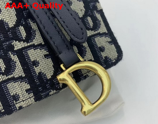 Dior Saddle Vertical Clutch in Blue Dior Oblique Jacquard Canvas Replica