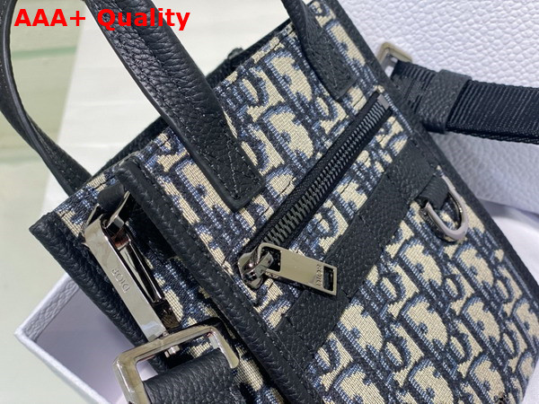 Dior Safari North South Mini Tote Bag Beige and Black Dior Oblique Jacquard and Black Grained Calfskin Replica