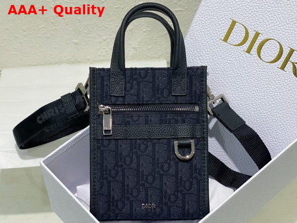 Dior Safari North South Mini Tote Bag Black Dior Oblique Jacquard and Grained Calfskin Replica