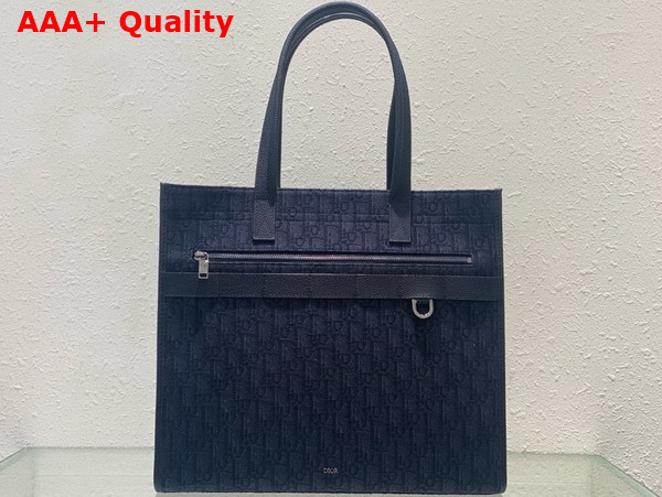 Dior Safari Tote Bag Black Dior Oblique Jacquard and Grained Calfskin Replica