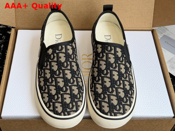Dior Saltwind Slip On Sneaker in Beige and Blue Dior Oblique Jacquard Replica