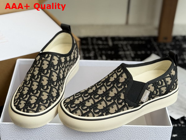 Dior Saltwind Slip On Sneaker in Beige and Blue Dior Oblique Jacquard Replica
