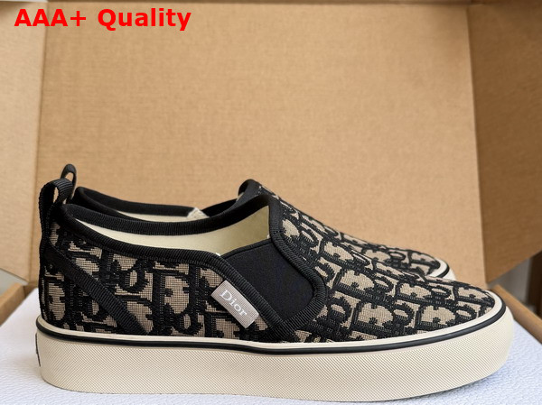 Dior Saltwind Slip On Sneaker in Beige and Blue Dior Oblique Jacquard Replica