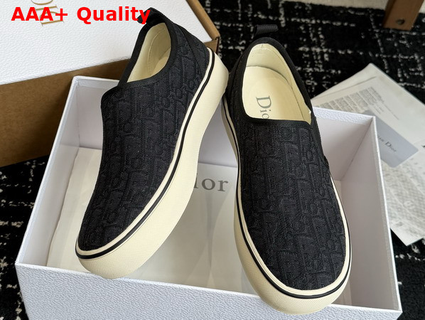 Dior Saltwind Slip On Sneaker in Black Dior Oblique Jacquard Replica