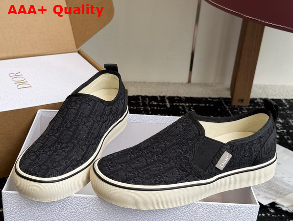 Dior Saltwind Slip On Sneaker in Black Dior Oblique Jacquard Replica