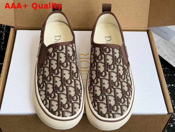 Dior Saltwind Slip On Sneaker in Brown Dior Oblique Jacquard Replica