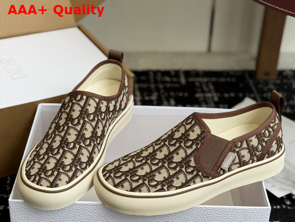 Dior Saltwind Slip On Sneaker in Brown Dior Oblique Jacquard Replica