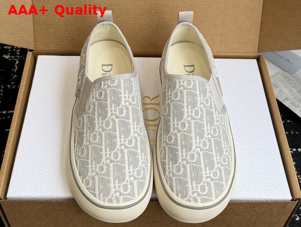 Dior Saltwind Slip On Sneaker in White and Gray Dior Oblique Jacquard Replica