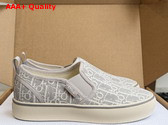 Dior Saltwind Slip On Sneaker in White and Gray Dior Oblique Jacquard Replica