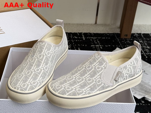 Dior Saltwind Slip On Sneaker in White and Gray Dior Oblique Jacquard Replica