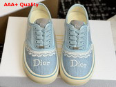 Dior Saltwind Sneaker Bleu Ciel Dior Oblique Embroidered Cotton and White Lace Replica